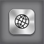 Global icon - vector metal app button