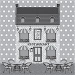 Restaurant facade. Background. Retro style vector illustration