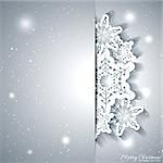 Christmas Snowflake Greeting Card with White Silver Background