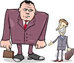 Cartoon Illustrations of Two Businessmen Big and Thin One