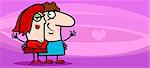 Valentines Day Greeting Card Cartoon Illustration of Funny Man in Love with Cupid Arrow in his Heart