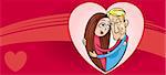 Valentines Day Greeting Card Cartoon Illustration of Funny Couple in Love