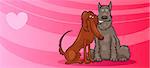 Valentines Day Greeting Card Cartoon Illustration of Funny Dogs Couple in Love