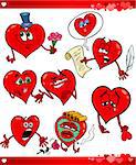 Cartoon Illustration of Cute Valentines Day and Love Themes Collection Set with Funny Hearts