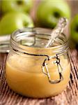 close up of a bottle of apple sauce