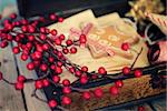 Photo of box with christmas decorations