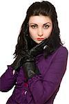 Portrait of beautiful young woman in a purple jacket
