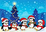 Winter theme with penguins 4 - eps10 vector illustration.