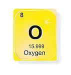 Oxygen, chemical element with atomic number, symbol and weight