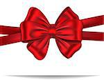 Gift cad tied with red ribbon and and luxurious bow. Vector