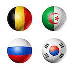 3D soccer balls with group H teams flags, Football world cup Brazil 2014. isolated on white