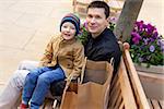 cheerful family of two shopping together