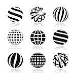 World abstract shape vector icons set isolated on white