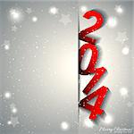 New Year Greeting Card with White Silver Background