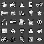 Toy icons on black background, stock vector