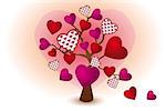 Tree of love - beautiful illustration for Valentines day with tree decorated by creative hearts