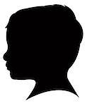 three years old baby boy head silhouette, vector