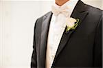 Close-up of Bridegroom in tuxedo with boutonniere, Canada