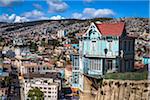 Overview of residences on hill, Valparaiso, Chile