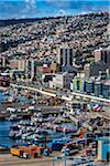 Overview of harbor and port, Valparaiso, Chile