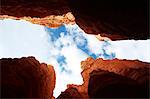 Looking up from Navajo Loop, Bryce Canyon National Park, Utah, USA