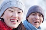 Young Couple In Beijing in the Winter, Close Up on Face