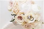 Close-up of Rings in Bouquet of Roses, Studio Shot