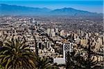 Overview of Santiago from Cerro San Cristobal, Bellavista District, Santiago, Chile