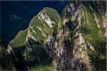 Overhead view of the Andes Mountains at Machu Picchu in the Sacred Valley of the Incas, Peru