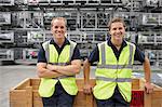 Portrait of warehouse workers in engineering warehouse