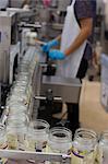 Glass jars on production line