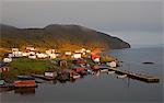 Village and dock along ocean