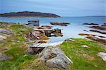 Wooden footbridge along ocean