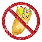 Shawarma banned stamp illustration isolated on white