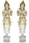 pair angels  sculpture, thai style angel antique sculpture decorate on the white background