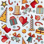 Christmas pattern with new year objects. Winter seamless bakground.