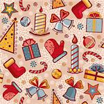 Seamless pattern with Christmas elements. Vector backgroung.