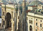 spires  of Duomo and Galleria Vittorio Emanuele II, Milan, Italy