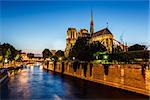 Notre Dame de Paris Cathedral and Seine River in the Evening, Paris, France