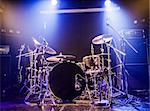 Drumkit on empty stage waiting for musicians (logo removed)