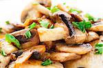 Fried chicken fillet with mushrooms and parsley