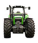 Green farm  tractor on a white background