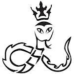 Vector tribal pattern. A snake with a crown