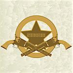 Sheriff star and two old gun. The illustration on a white background.