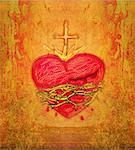 The Sacred Heart of Jesus on grunge background