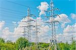 Power line towers in Moscow, Russia, Europe