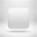Abstract white app icon, blank button template with realistic shadow and light background for internet sites, web user interfaces (UI), applications (app) and business presentations. Vector illustration.
