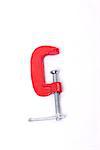 Red clamp isolated on a white background