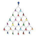 Christmas tree garland lights string of Christmas vector background isolated on white