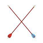 Two crossed bow arrows on white background